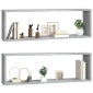 vidaXL Ραφιέρες Τοίχου Κύβος 2 τεμ Γκρι Sonoma 80x15x26,5 εκ. Επ. Ξύλο