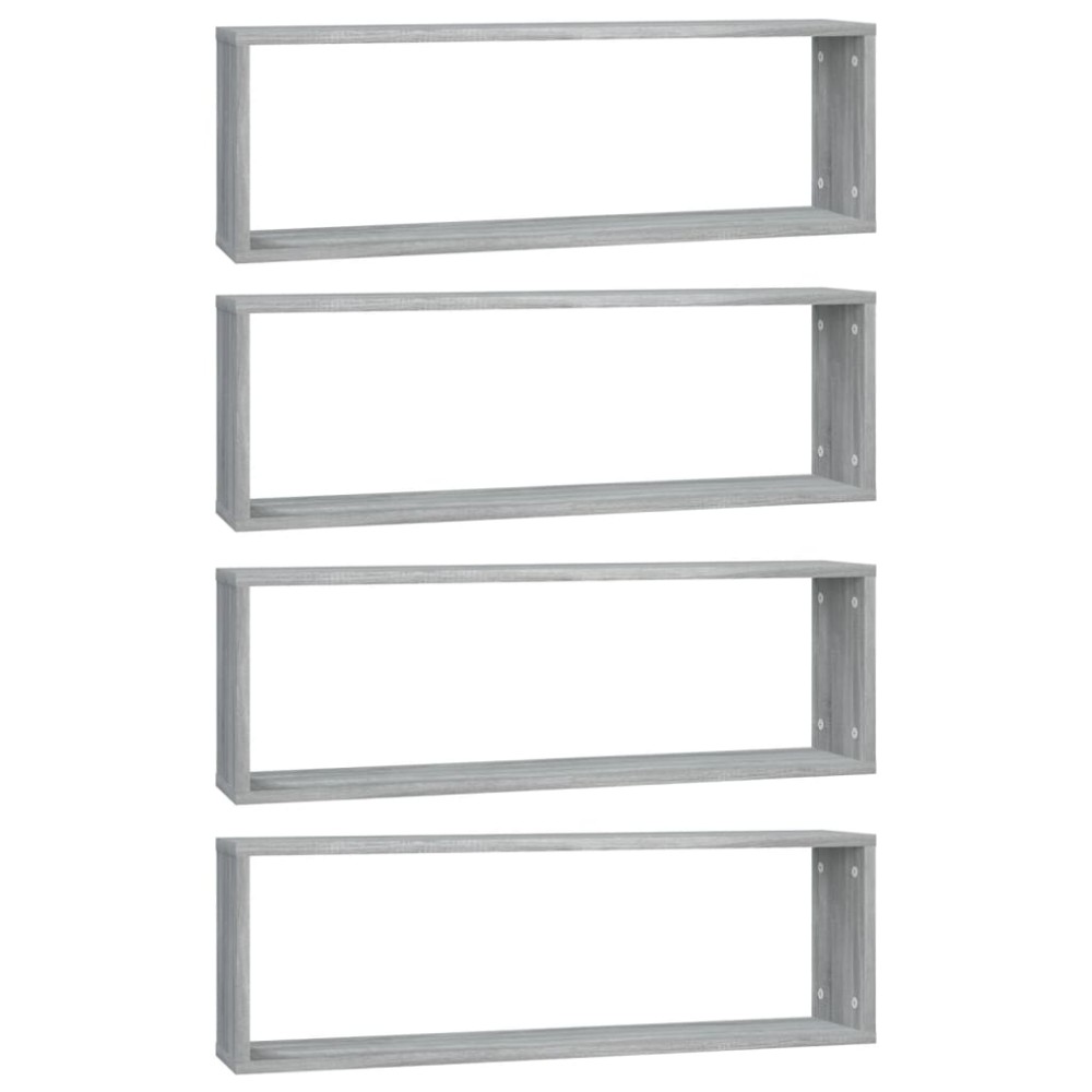 vidaXL Ραφιέρες Τοίχου Κύβος 4 τεμ Γκρι Sonoma 80x15x26,5 εκ. Επ. Ξύλο