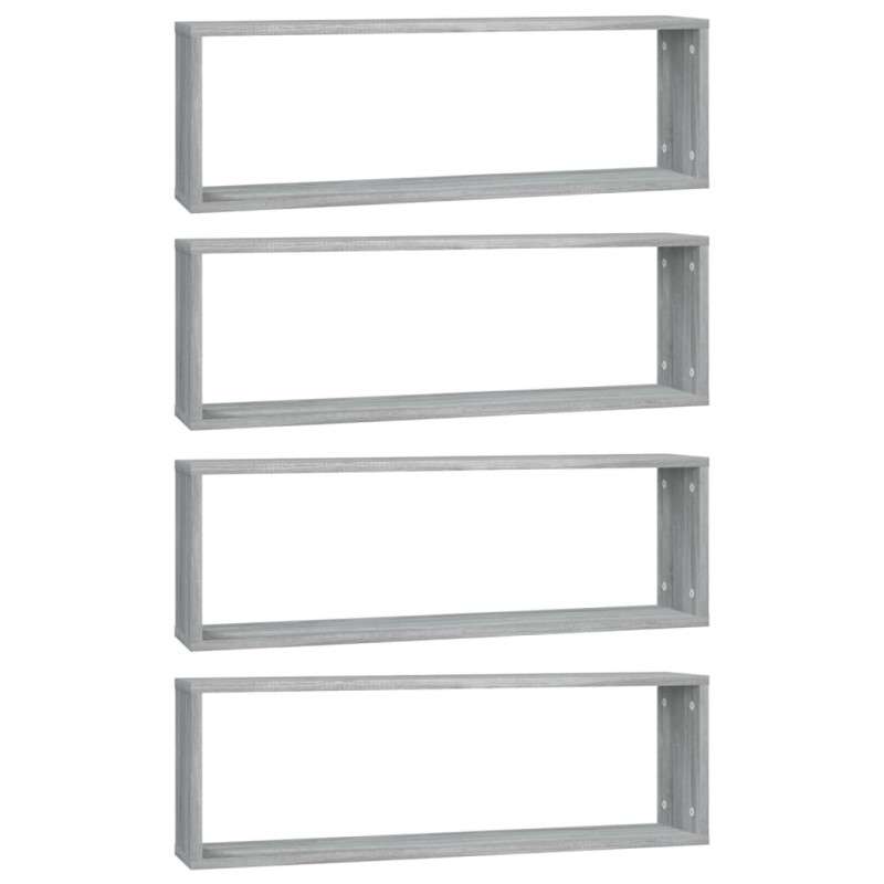 vidaXL Ραφιέρες Τοίχου Κύβος 4 τεμ Γκρι Sonoma 80x15x26,5 εκ. Επ. Ξύλο