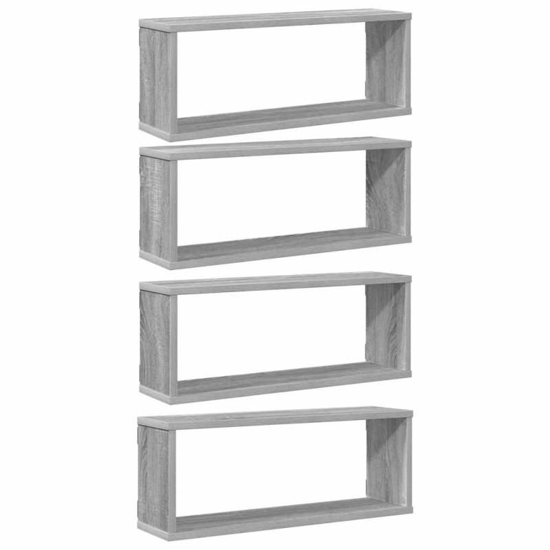 vidaXL Ραφιέρες Τοίχου Κύβος 4 τεμ Γκρι Sonoma 60x15x23 εκ. Επεξ. Ξύλο