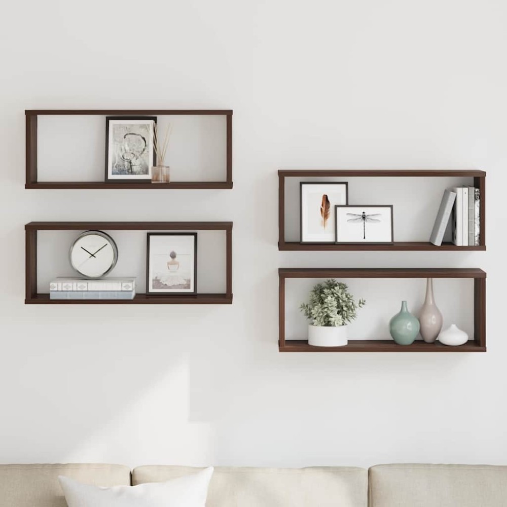 vidaXL Ραφιέρες Τοίχου Κύβοι 4 τεμ Καπν. Δρυς 60x15x23 εκ. Επεξ. Ξύλο