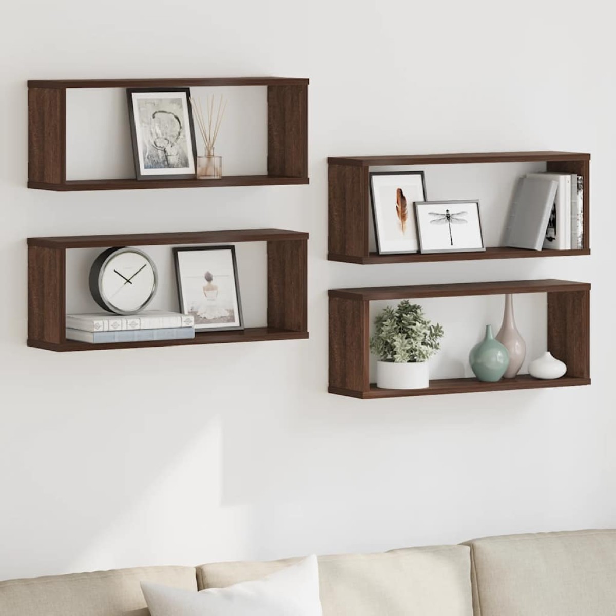 vidaXL Ραφιέρες Τοίχου Κύβοι 4 τεμ Καπν. Δρυς 60x15x23 εκ. Επεξ. Ξύλο