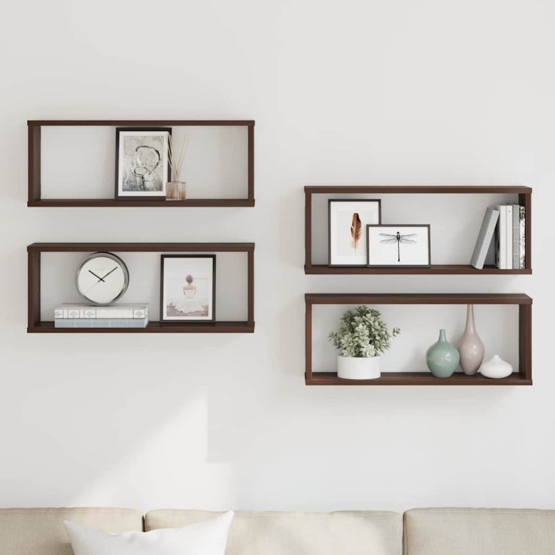 vidaXL Ραφιέρες Τοίχου Κύβοι 4 τεμ Καπν. Δρυς 60x15x23 εκ. Επεξ. Ξύλο