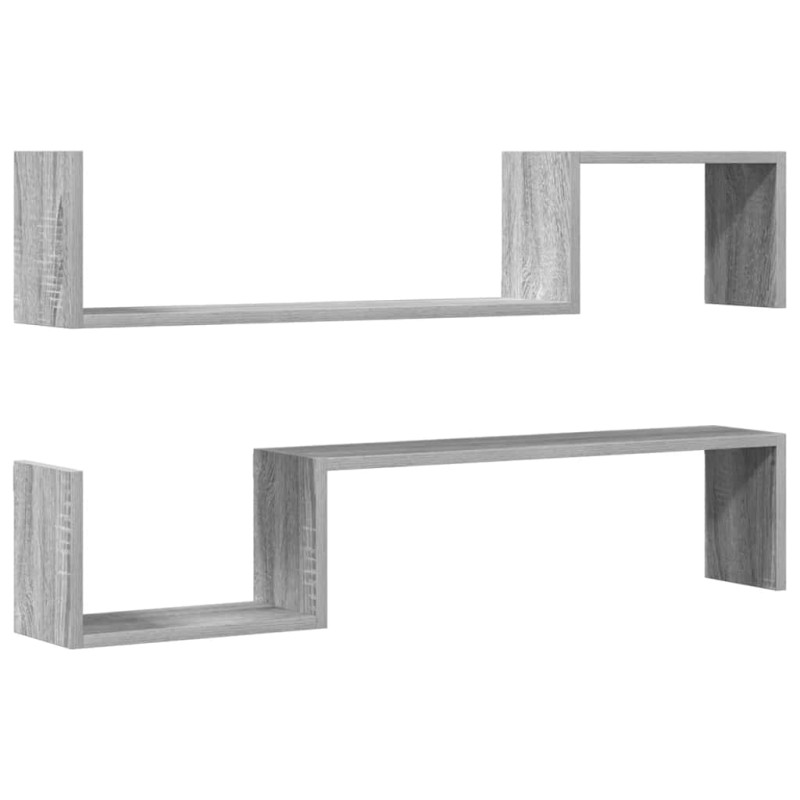 vidaXL Ράφια Τοίχου 2 τεμ. Γκρι Sonoma 100x15x20 εκ. από Επεξεργ. Ξύλο