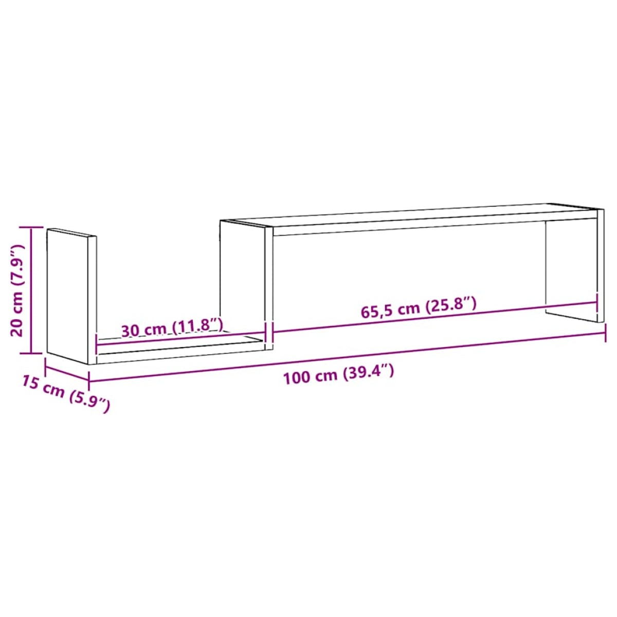 vidaXL Ράφια Τοίχου 2 τεμ. Γκρι Sonoma 100x15x20 εκ. από Επεξεργ. Ξύλο