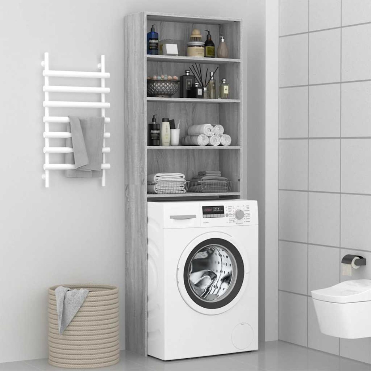 vidaXL Ντουλάπι Πλυντηρίου Γκρι Sonoma 64 x 24 x 190 εκ.