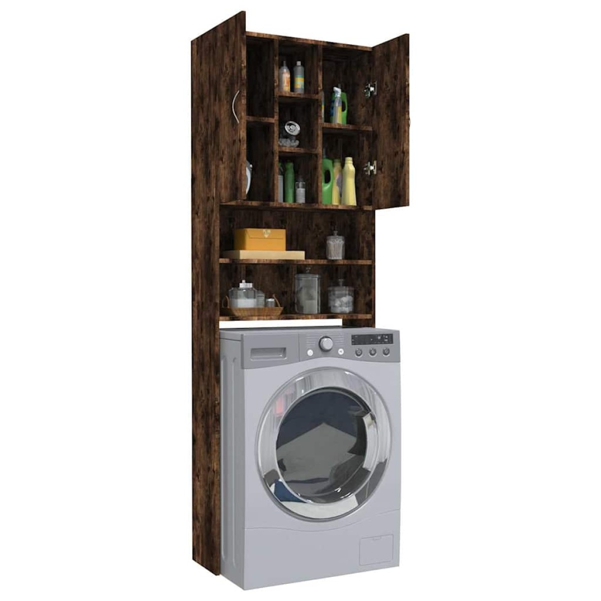 vidaXL Ντουλάπι Πλυντηρίου Καπνιστή Δρυς 64 x 25,5 x 190 εκ.