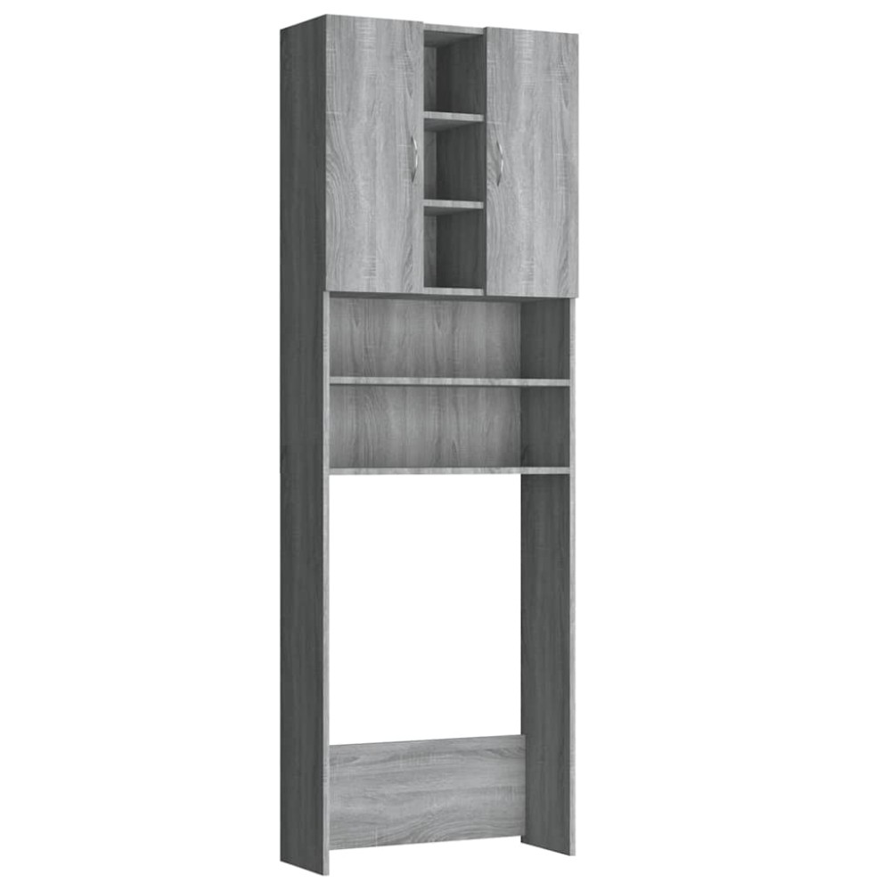vidaXL Ντουλάπι Πλυντηρίου Γκρι Sonoma 64 x 25,5 x 190 εκ.