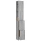 vidaXL Ντουλάπι Μπάνιου Γκρι Sonoma 25x26,5x170 εκ. Επεξεργασμένο Ξύλο