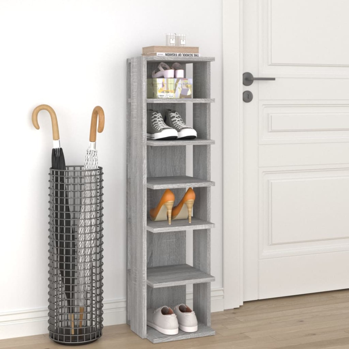 vidaXL Παπουτσοθήκη Γκρι Sonoma 27,5x27x102 εκ. από Επεξεργασμένο Ξύλο