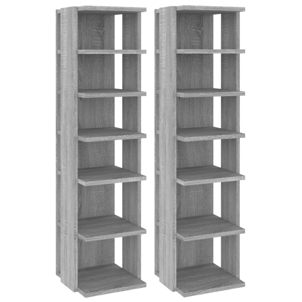 vidaXL Παπουτσοθήκες 2 τεμ. Γκρι Sonoma 27,5x27x102 εκ. Επεξ. Ξύλο