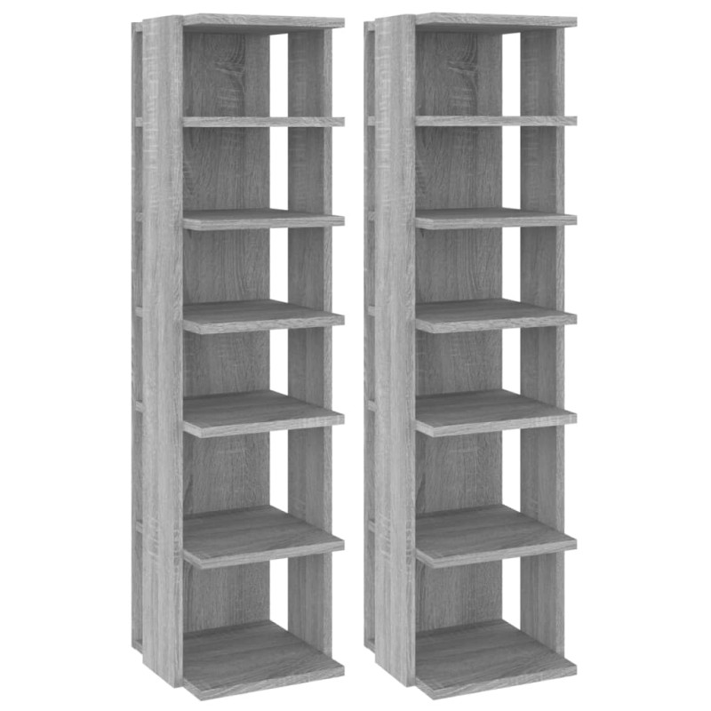 vidaXL Παπουτσοθήκες 2 τεμ. Γκρι Sonoma 27,5x27x102 εκ. Επεξ. Ξύλο