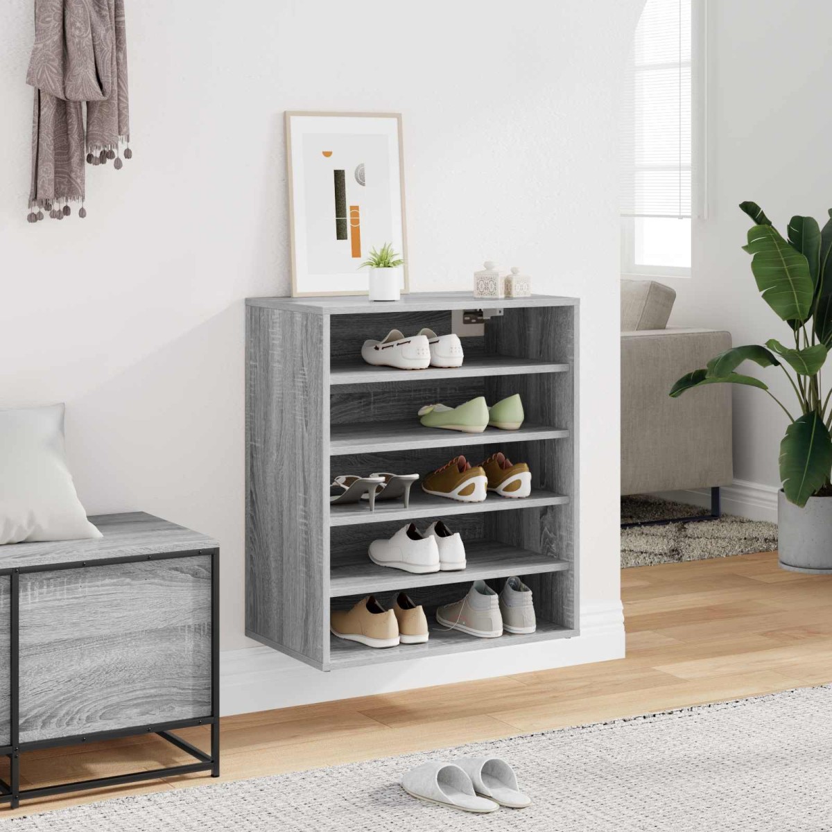 vidaXL Παπουτσοθήκη Γκρι Sonoma 60x35x70 εκ. από Επεξεργασμένο Ξύλο