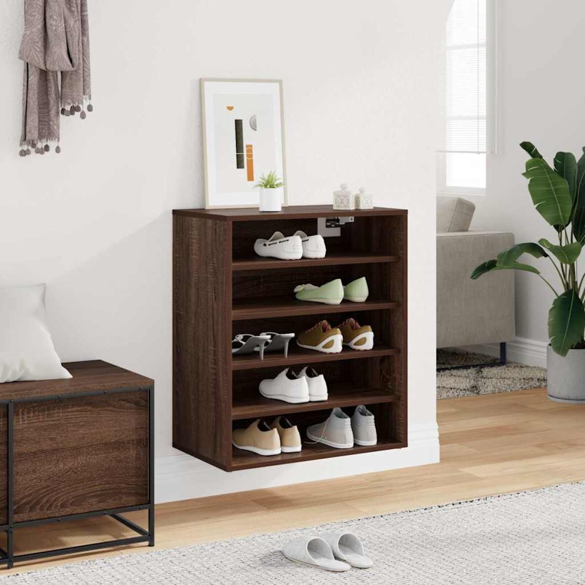 vidaXL Παπουτσοθήκη Καφέ Δρυς 60x35x70 εκ. από Επεξεργασμένο Ξύλο