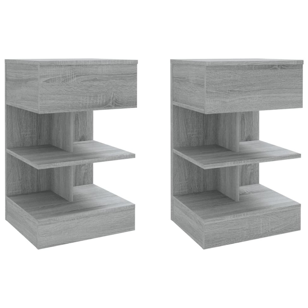 vidaXL Κομοδίνα 2 Τεμ. Γκρι Sonoma 40x35x65 εκ. από Επεξεργασμένο Ξύλο