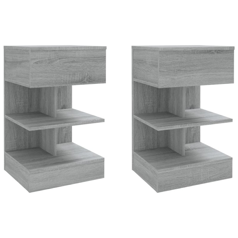 vidaXL Κομοδίνα 2 Τεμ. Γκρι Sonoma 40x35x65 εκ. από Επεξεργασμένο Ξύλο