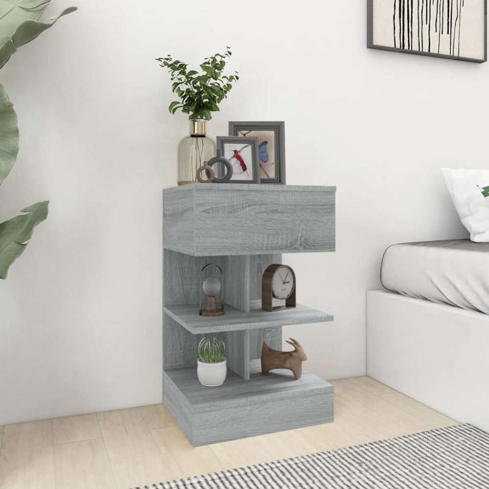 vidaXL Κομοδίνα 2 Τεμ. Γκρι Sonoma 40x35x65 εκ. από Επεξεργασμένο Ξύλο