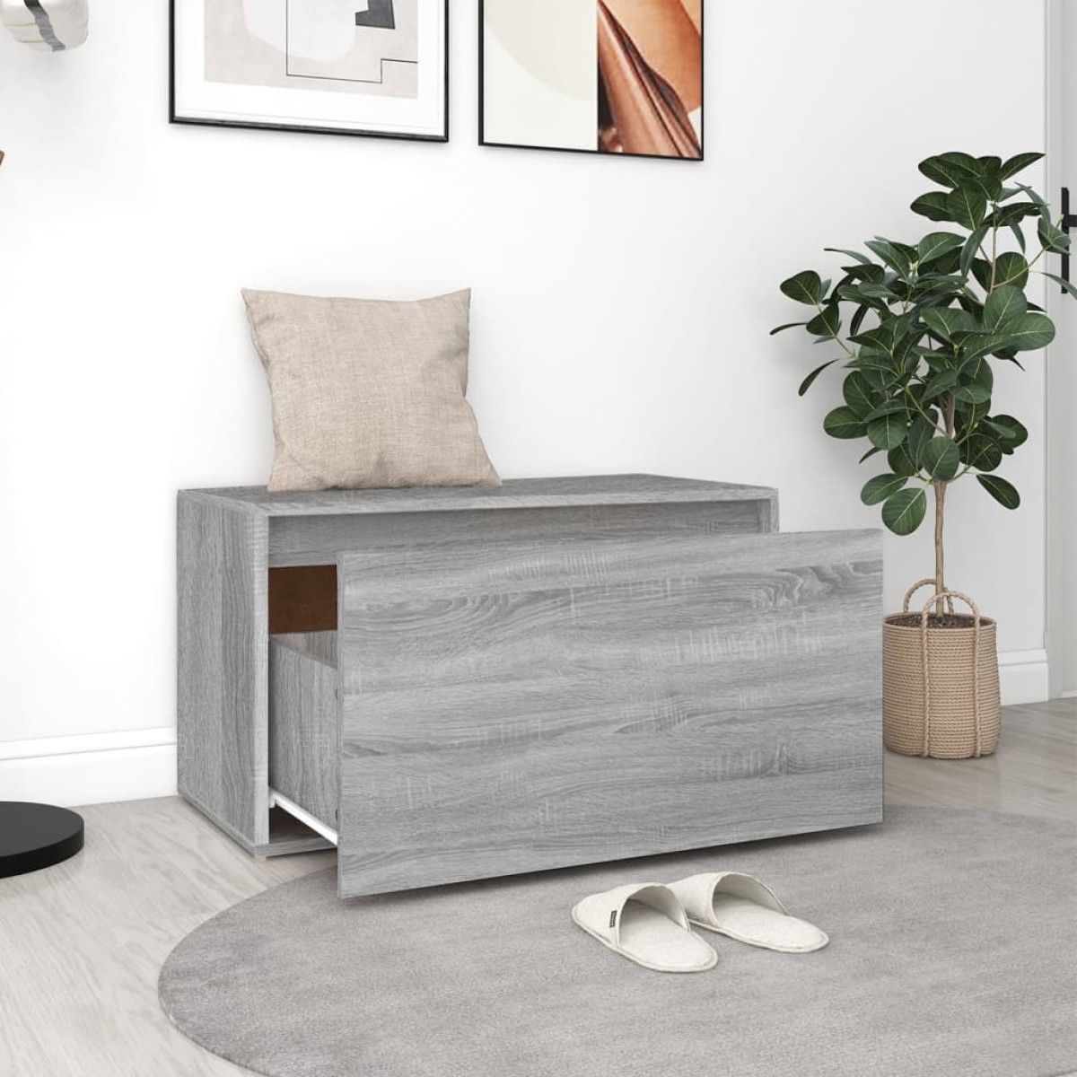 vidaXL Πάγκος Χολ Γκρι Sonoma 80 x 40 x 45 εκ. από Επεξεργασμένο Ξύλο