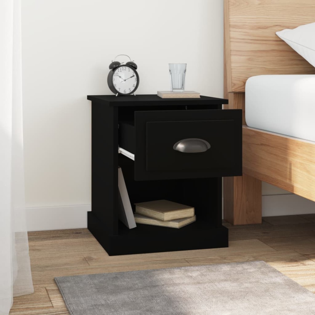 vidaXL Κομοδίνο Μαύρο 39 x 39 x 47,5 εκ. από Επεξεργασμένο Ξύλο