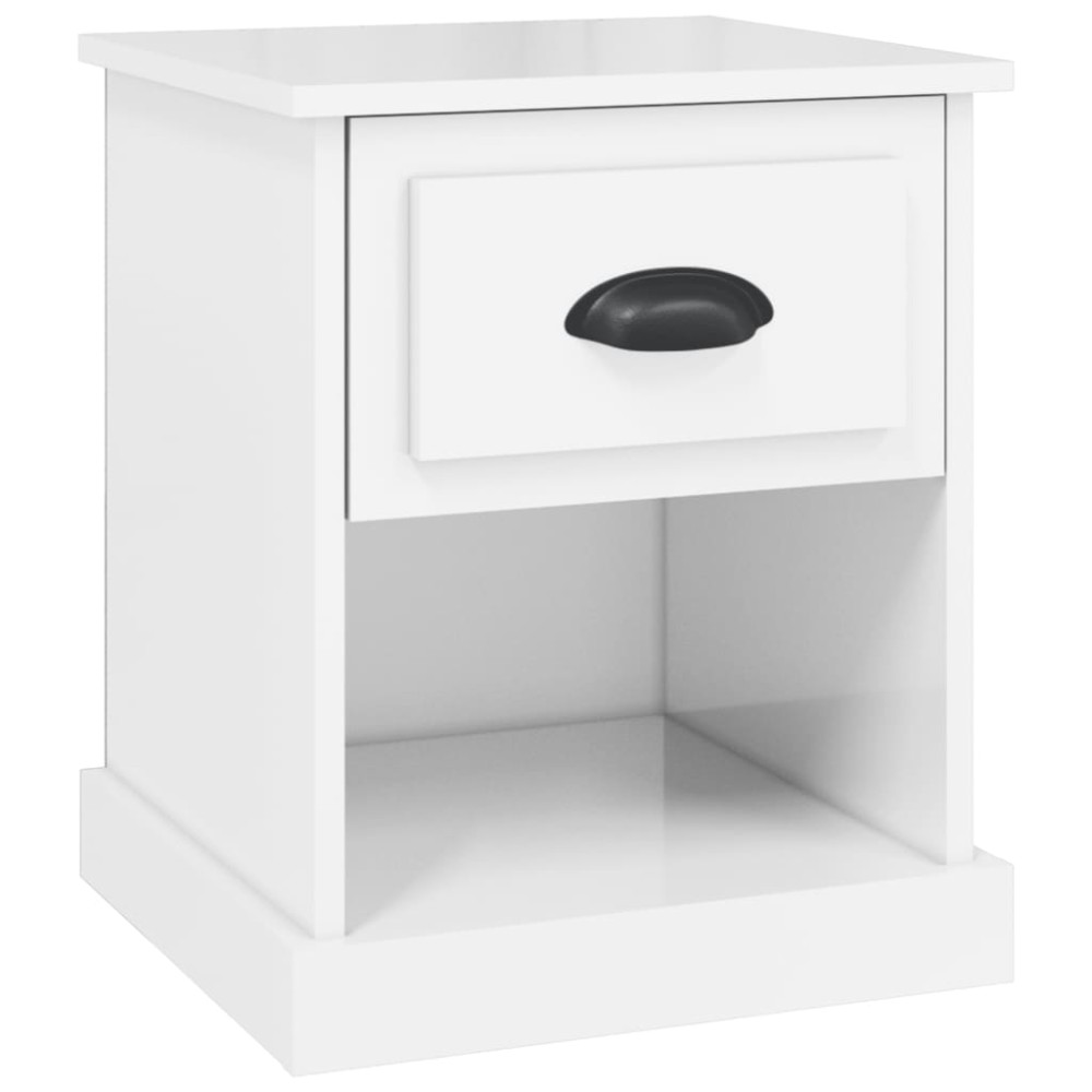 vidaXL Κομοδίνο Γυαλ. Λευκό 39x39x47,5 εκ. από Επεξεργασμένο Ξύλο