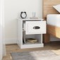 vidaXL Κομοδίνο Γυαλ. Λευκό 39x39x47,5 εκ. από Επεξεργασμένο Ξύλο