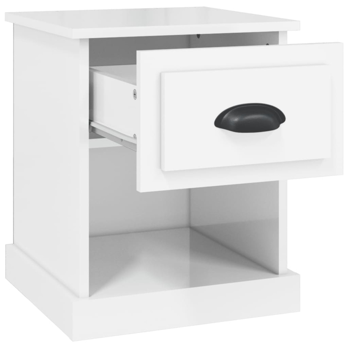 vidaXL Κομοδίνο Γυαλ. Λευκό 39x39x47,5 εκ. από Επεξεργασμένο Ξύλο