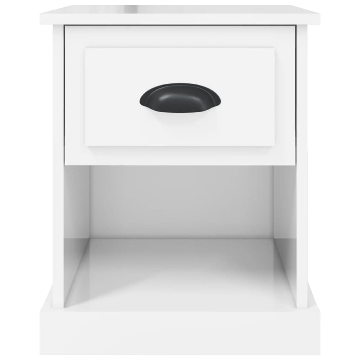 vidaXL Κομοδίνο Γυαλ. Λευκό 39x39x47,5 εκ. από Επεξεργασμένο Ξύλο