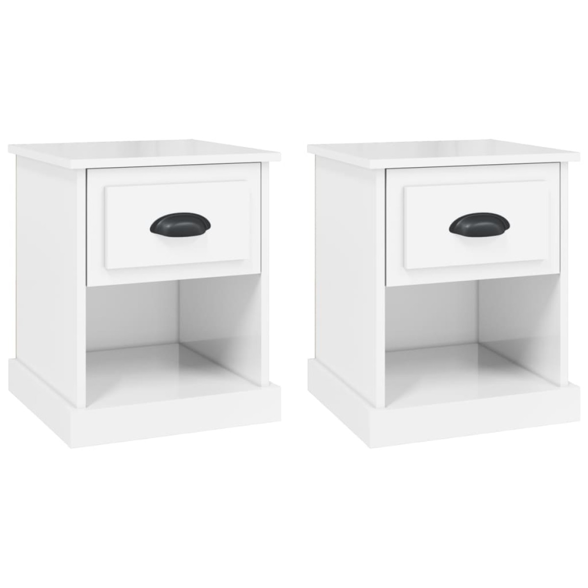 vidaXL Κομοδίνα 2 τεμ. Γυαλ. Λευκό 39x39x47,5 εκ. Επεξεργασμένο Ξύλο