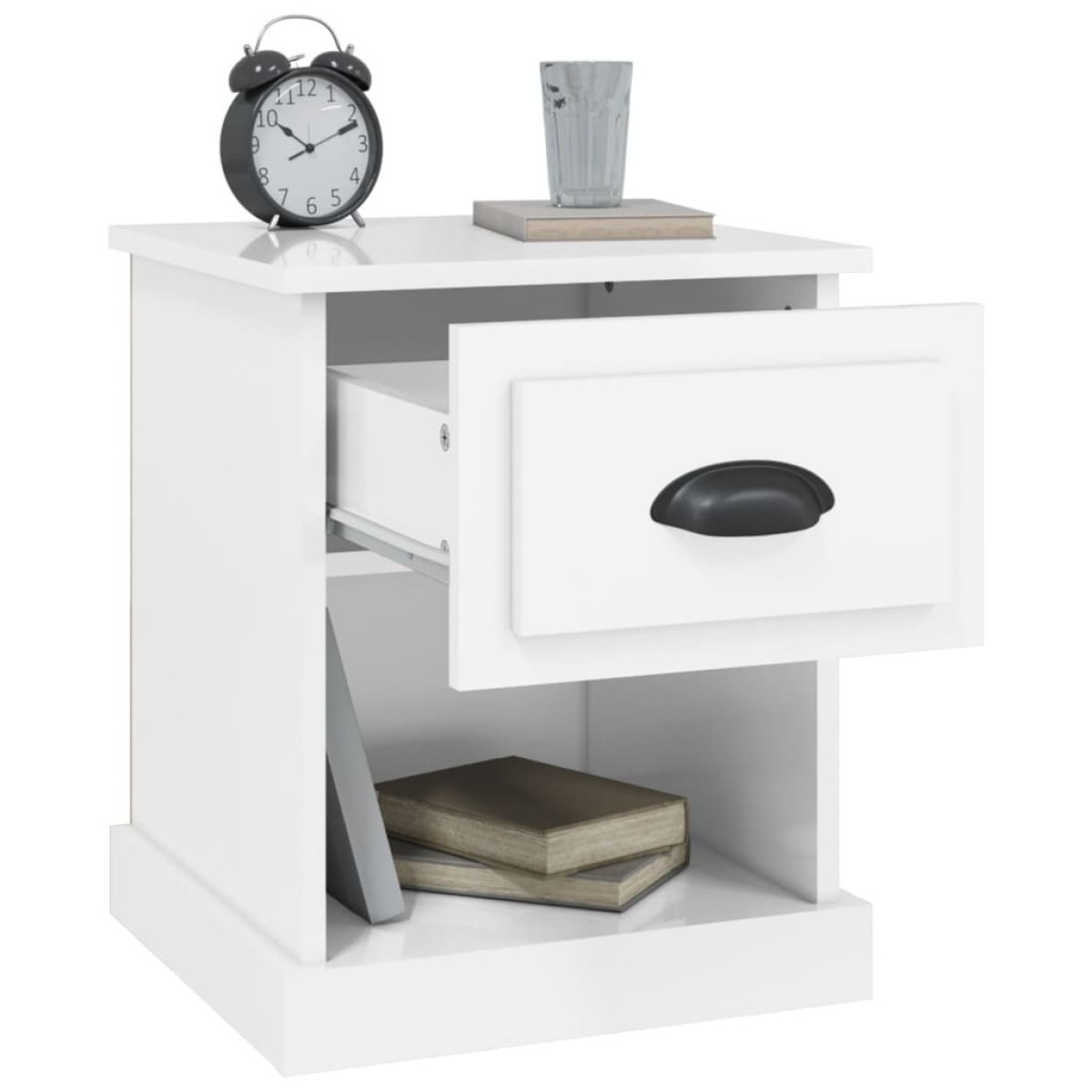 vidaXL Κομοδίνα 2 τεμ. Γυαλ. Λευκό 39x39x47,5 εκ. Επεξεργασμένο Ξύλο