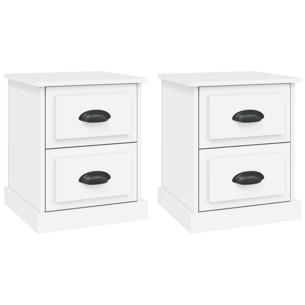 vidaXL Κομοδίνα 2 τεμ. Λευκά 39 x 39 x 47,5 εκ. από Επεξεργασμένο Ξύλο