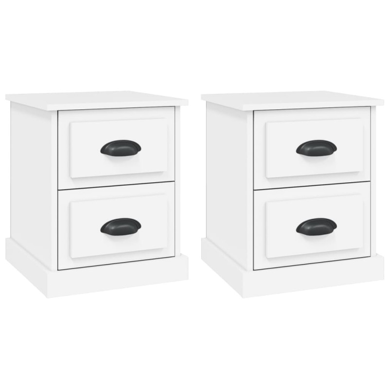 vidaXL Κομοδίνα 2 τεμ. Λευκά 39 x 39 x 47,5 εκ. από Επεξεργασμένο Ξύλο