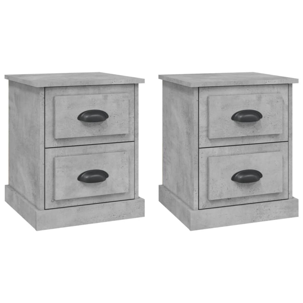 vidaXL Κομοδίνα 2 τεμ. Γκρι Σκυροδέματος 39x39x47,5 εκ. Επεξεργ. Ξύλο
