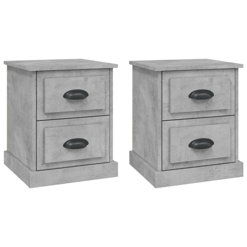 vidaXL Κομοδίνα 2 τεμ. Γκρι Σκυροδέματος 39x39x47,5 εκ. Επεξεργ. Ξύλο