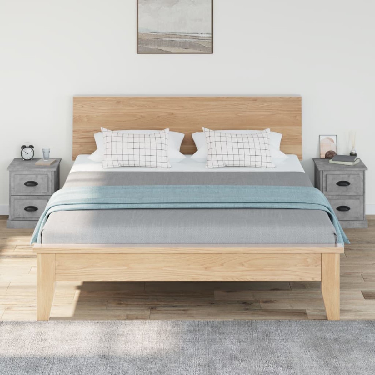 vidaXL Κομοδίνα 2 τεμ. Γκρι Σκυροδέματος 39x39x47,5 εκ. Επεξεργ. Ξύλο