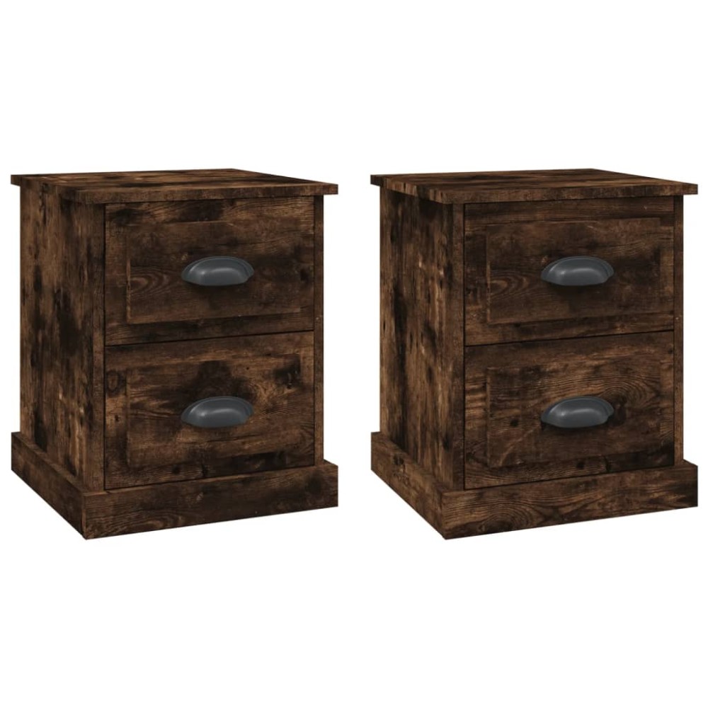 vidaXL Κομοδίνα 2 τεμ. Καπνιστή Δρυς 39x39x47,5 εκ. Επεξεργασμένο Ξύλο