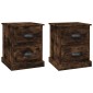 vidaXL Κομοδίνα 2 τεμ. Καπνιστή Δρυς 39x39x47,5 εκ. Επεξεργασμένο Ξύλο