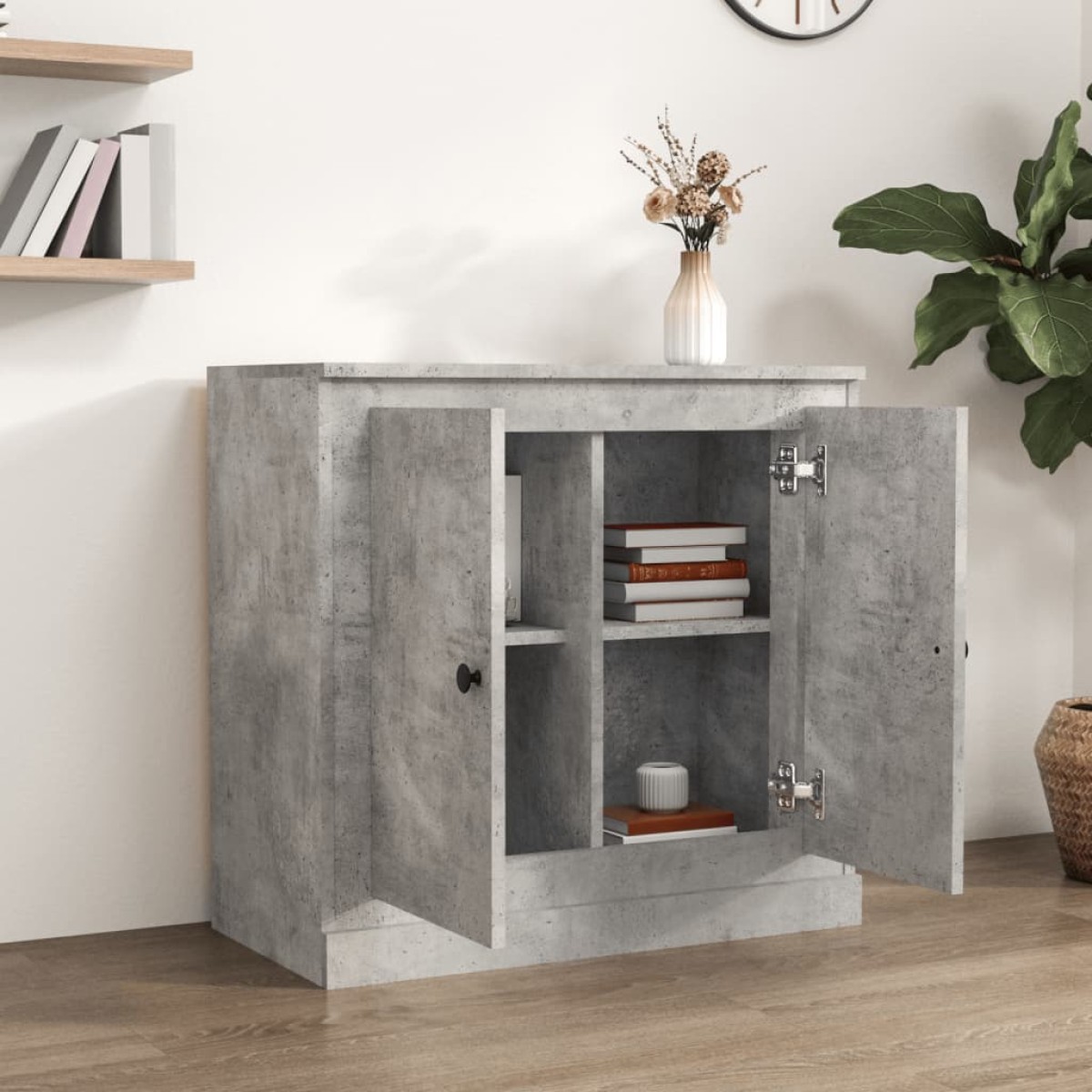 vidaXL Μπουφές Γκρι Σκυροδέματος 70x35,5x67,5 εκ. Επεξεργασμένο Ξύλο