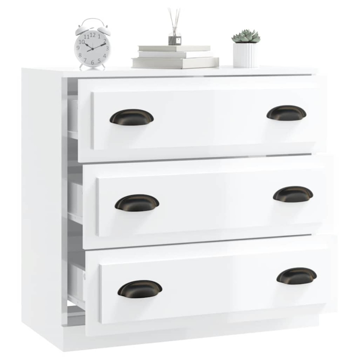 vidaXL Ντουλάπι Γυαλιστερό Λευκό 70x35,5x67,5 εκ. Επεξεργασμένο Ξύλο