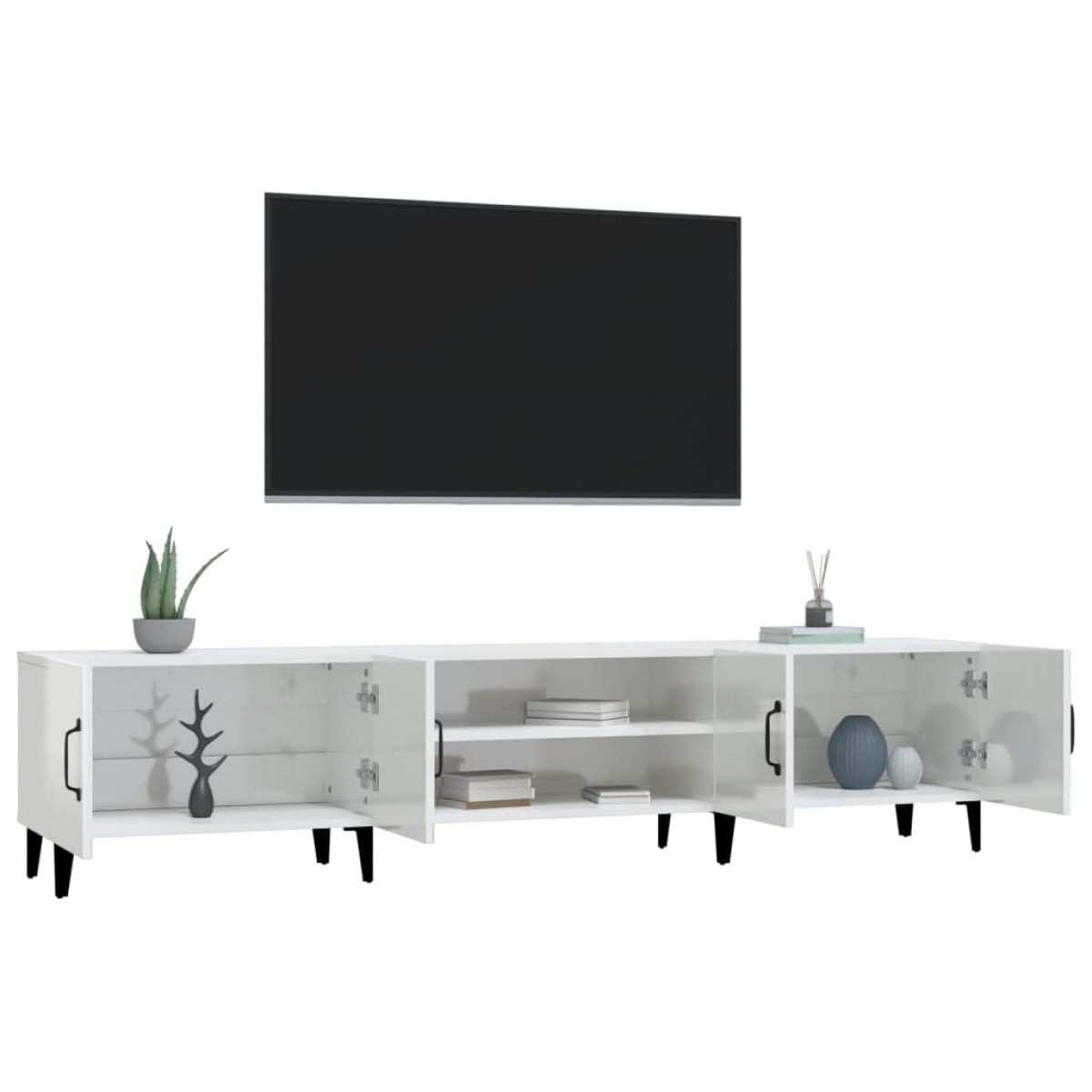 vidaXL Έπιπλο Τηλεόρασης Γυαλ. Λευκό 180x31,5x40 εκ Επεξεργασμένο Ξύλο