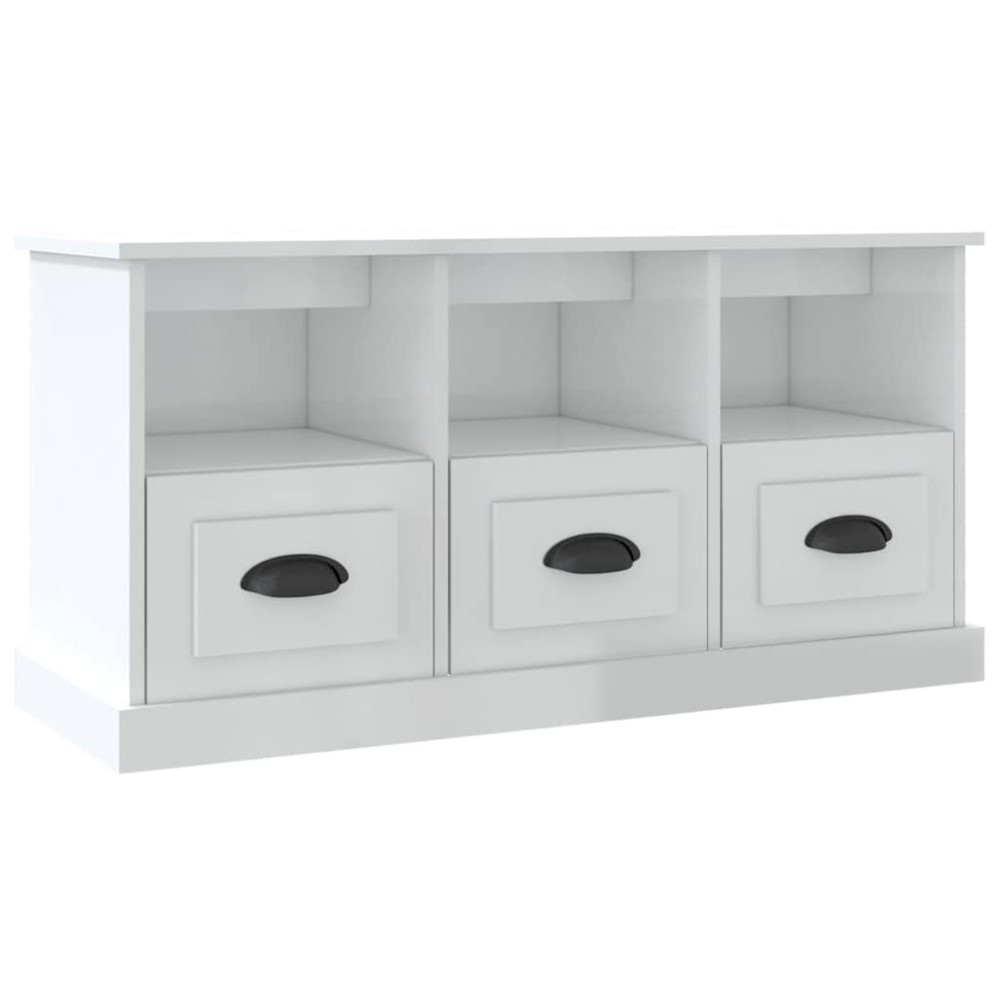 vidaXL Έπιπλο Τηλεόρασης Γυαλ. Λευκό 100x35x50 εκ. Επεξεργασμένο Ξύλο