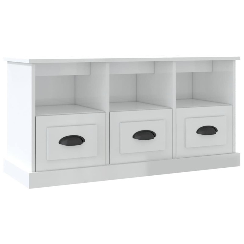 vidaXL Έπιπλο Τηλεόρασης Γυαλ. Λευκό 100x35x50 εκ. Επεξεργασμένο Ξύλο