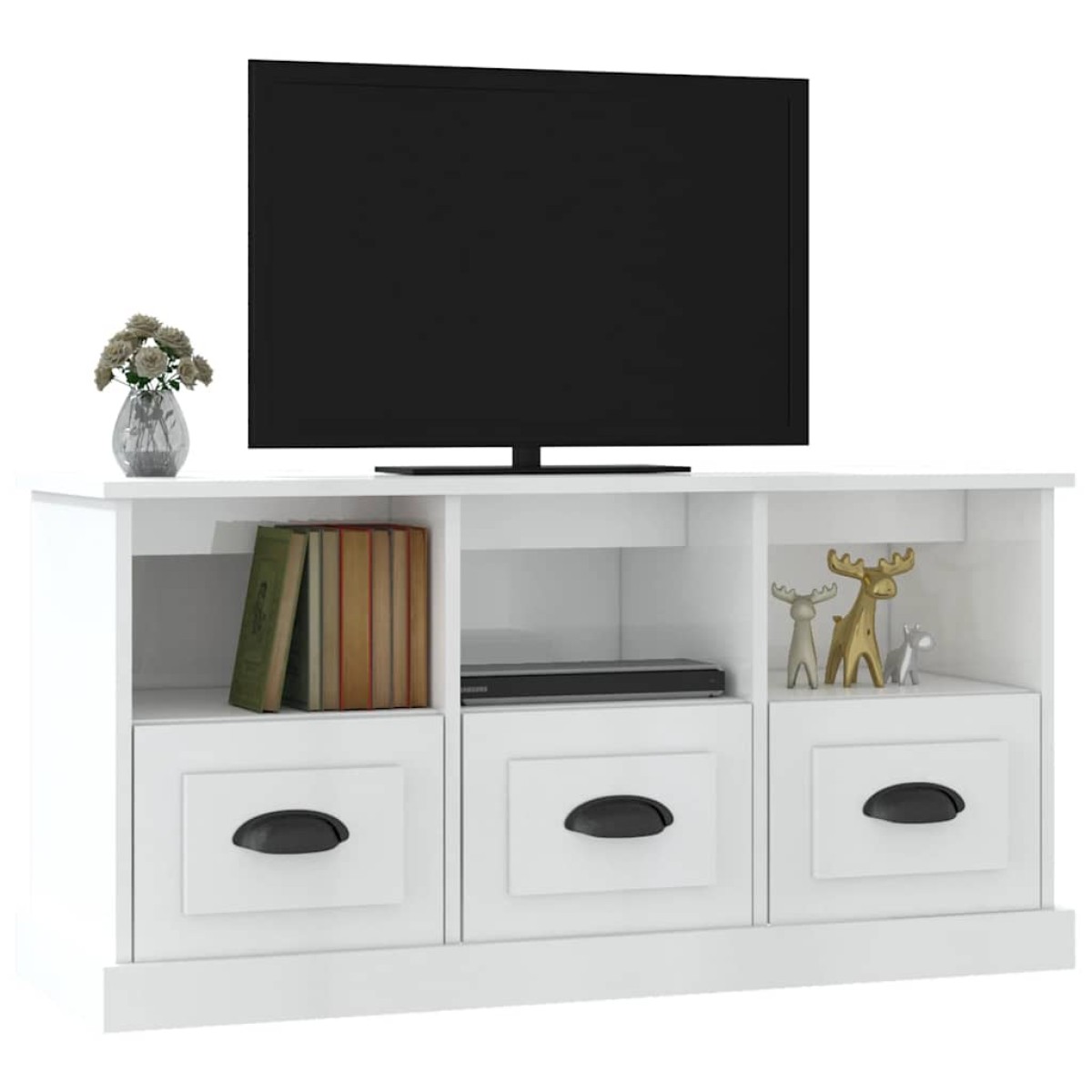 vidaXL Έπιπλο Τηλεόρασης Γυαλ. Λευκό 100x35x50 εκ. Επεξεργασμένο Ξύλο