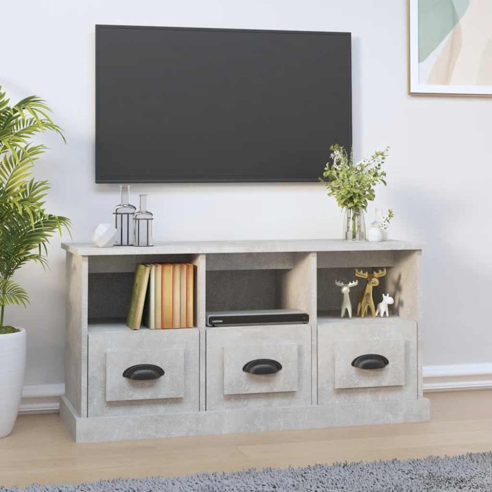 vidaXL Έπιπλο Τηλεόρασης Γκρι Σκυροδέματος 100x35x50 εκ. Επεξ. Ξύλο