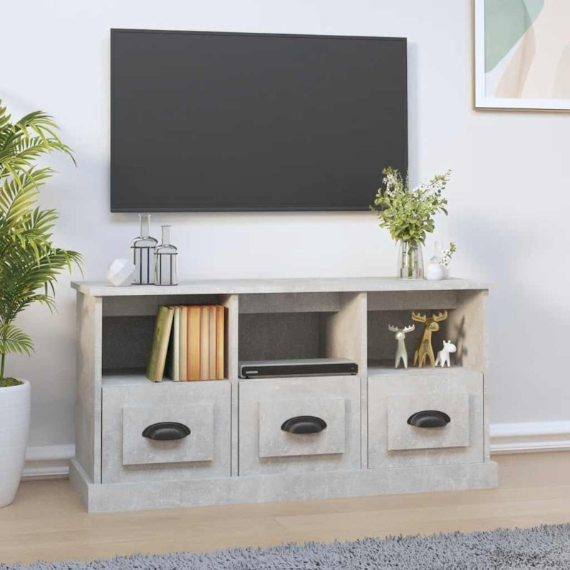 vidaXL Έπιπλο Τηλεόρασης Γκρι Σκυροδέματος 100x35x50 εκ. Επεξ. Ξύλο