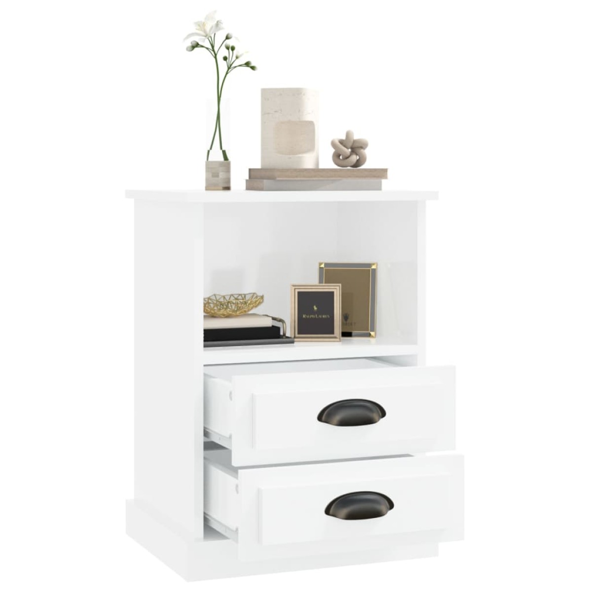 vidaXL Κομοδίνα 2 τεμ. Γυαλιστερό Λευκό 43x36x60 εκ.