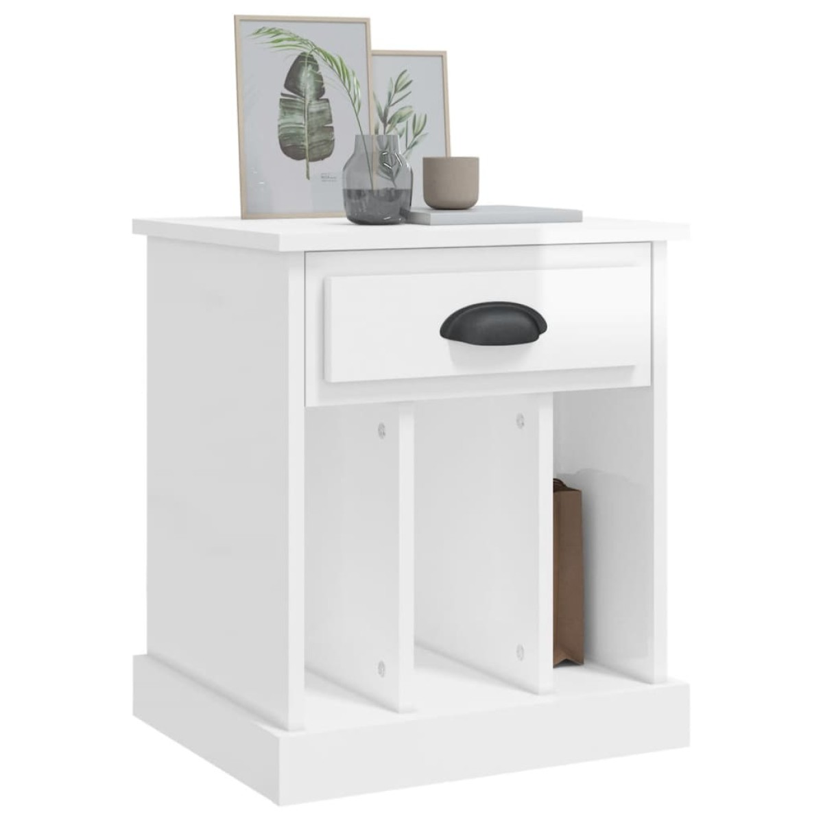 vidaXL Κομοδίνο Γυαλιστερό Λευκό 43 x 36 x 50 εκ.