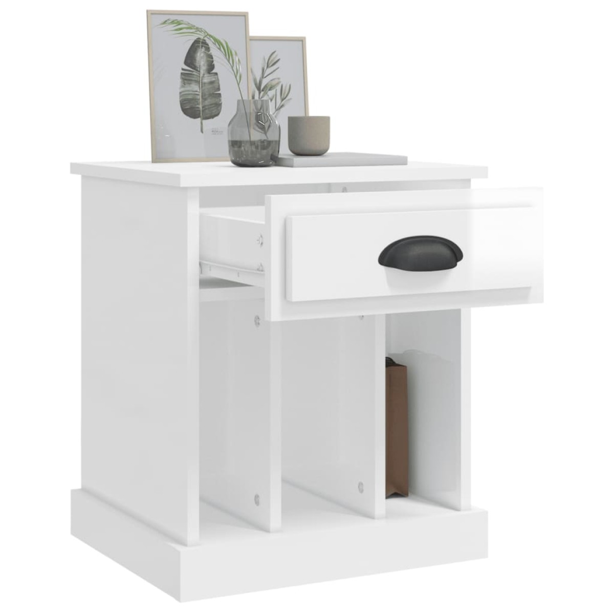 vidaXL Κομοδίνο Γυαλιστερό Λευκό 43 x 36 x 50 εκ.