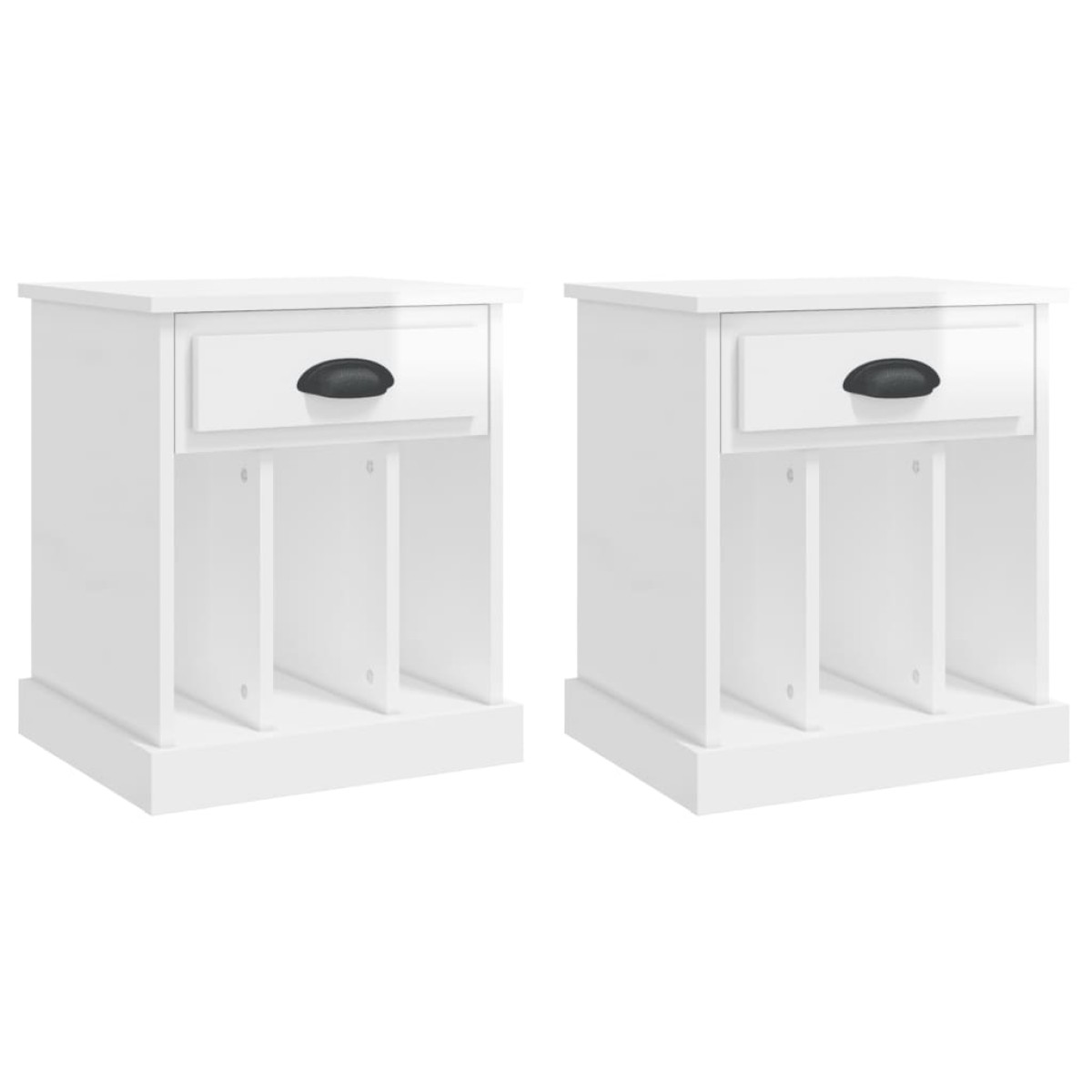 vidaXL Κομοδίνα 2 τεμ. Γυαλιστερό Λευκό 43x36x50 εκ.