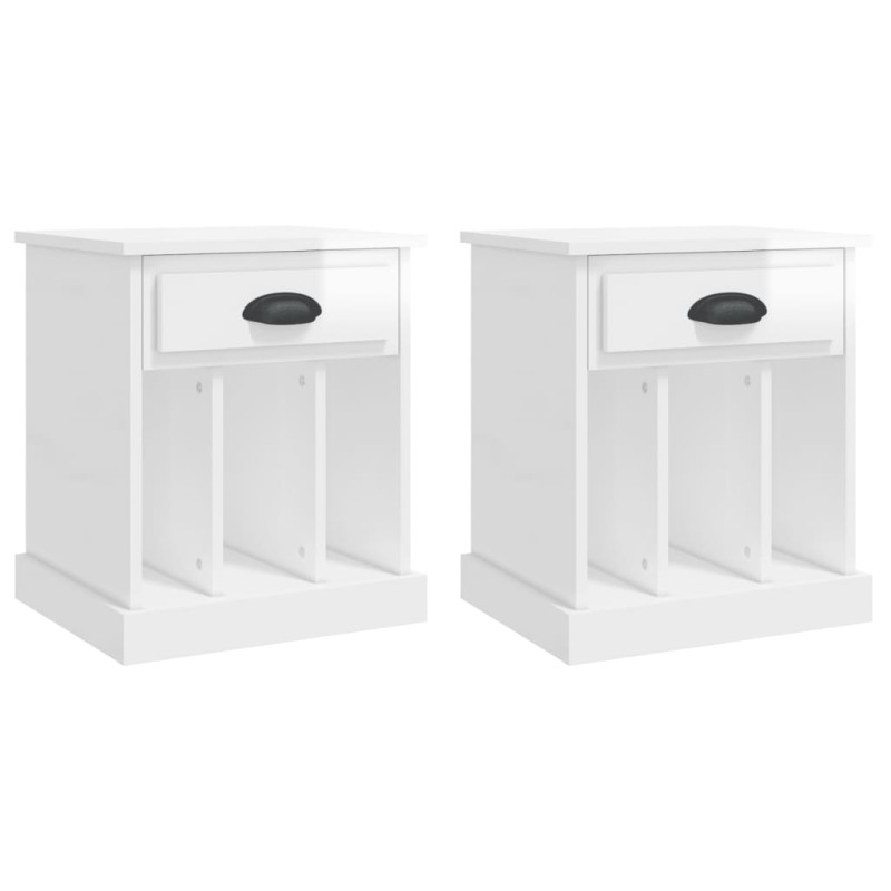 vidaXL Κομοδίνα 2 τεμ. Γυαλιστερό Λευκό 43x36x50 εκ.