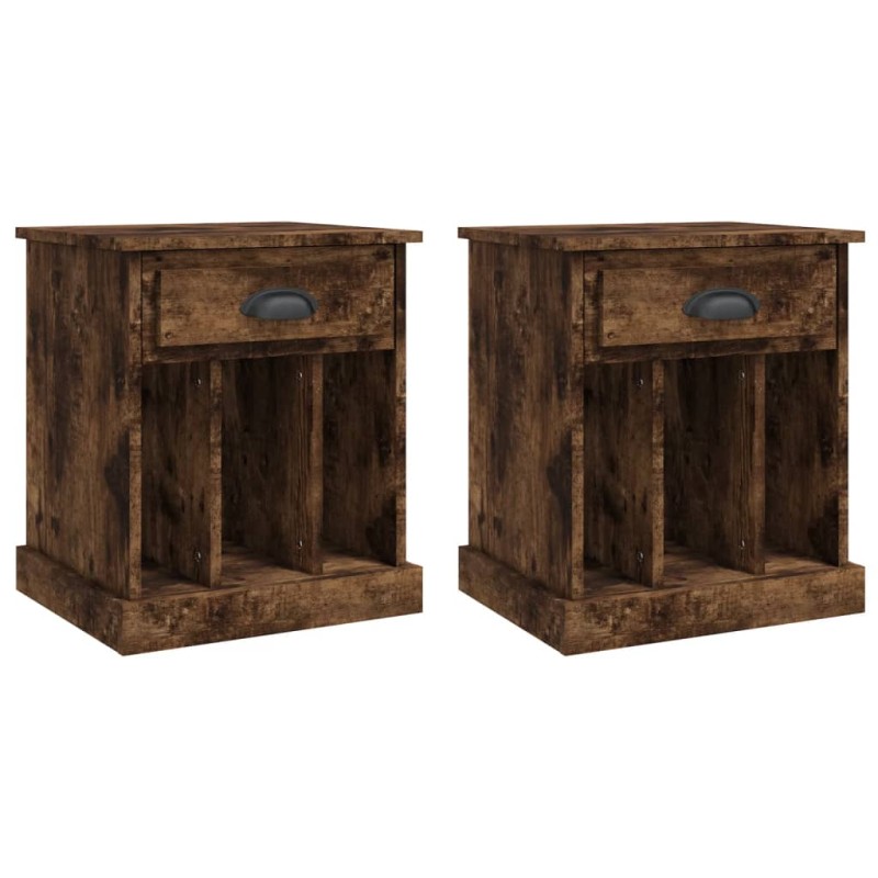 vidaXL Κομοδίνα 2 τεμ. Καπνιστή Δρυς 43x36x50 εκ.